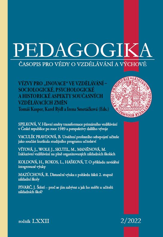 					Náhled Vol 72 No 2 (2022): Výzvy pro „inovace“ ve vzdělávání – sociologické, psychologické a historické aspekty současných vzdělávacích změn
				