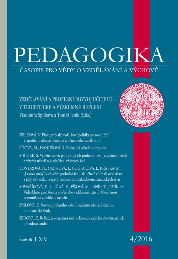 					Náhled Vol 66 No 4 (2016): Vzdělávání a profesní rozvoj učitelů v teoretické a výzkumné reflexi
				