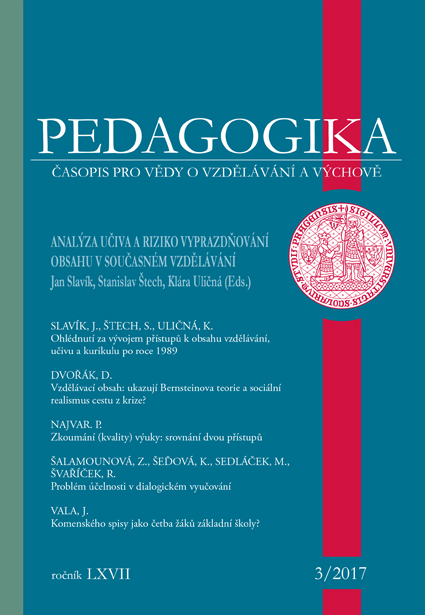 					Náhled Vol 67 No 3 (2017): Analýza učiva a vyprazdňování obsahu v současném vzdělávání
				